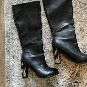 Studded heell tall boots